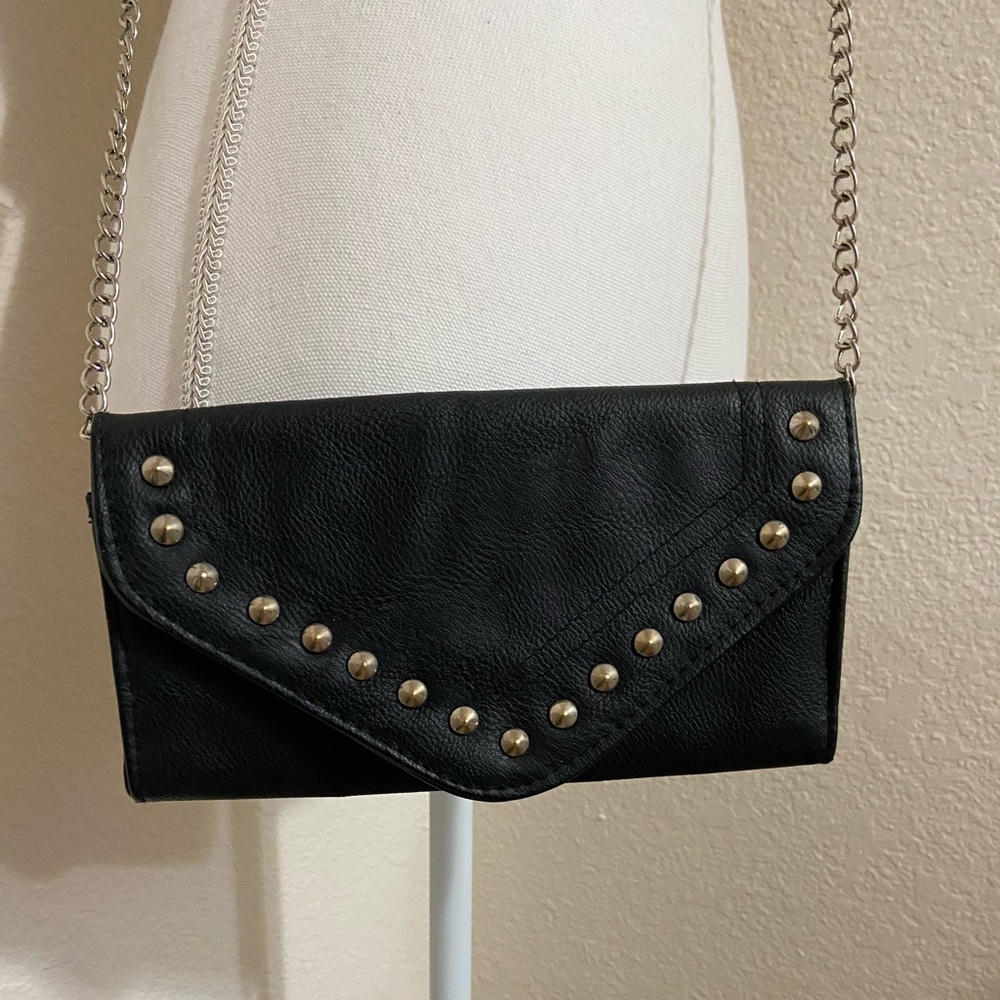 Black and silver studded crossbody purse - Picture 1 of 11